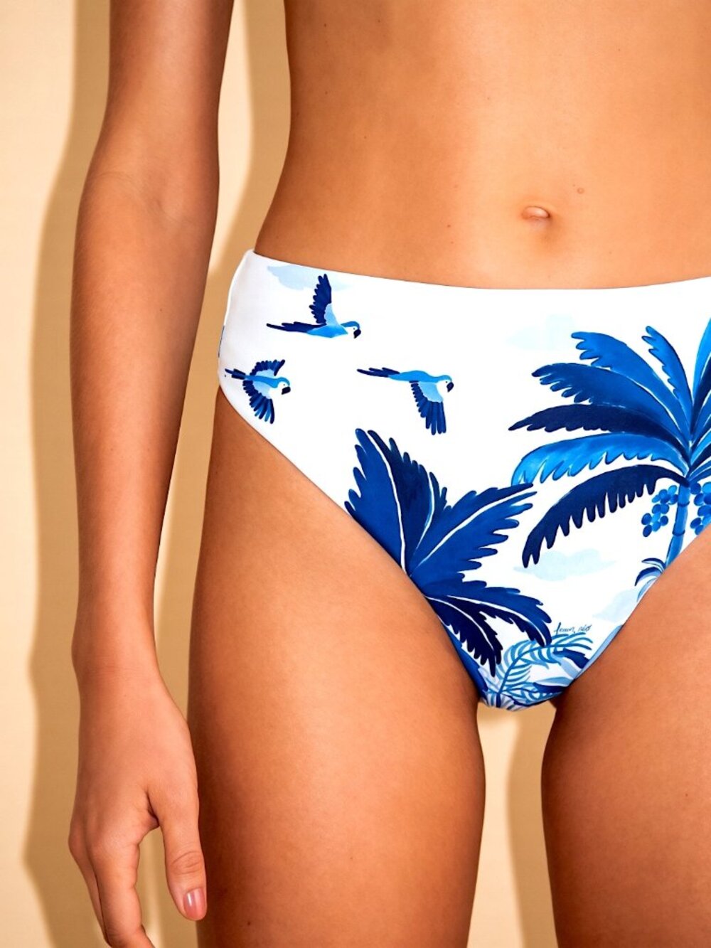 NWT FARM RIO Dream Sky High-Waisted Bikini Bottom, Size Medium